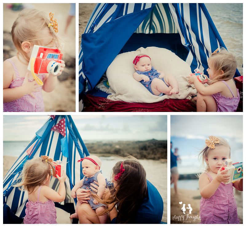 baby girl toy camera beach