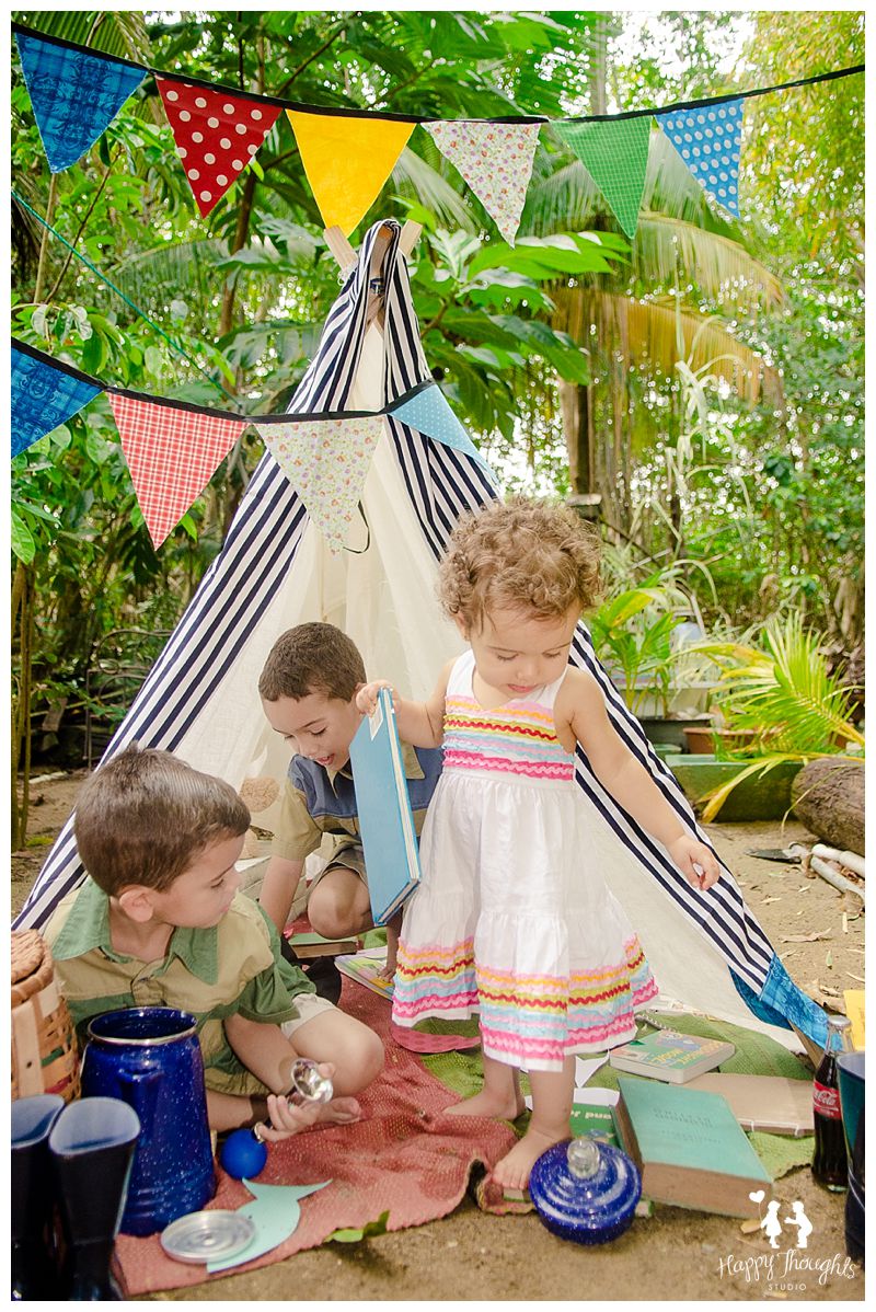 Children enjoying an outdoor tent children photography